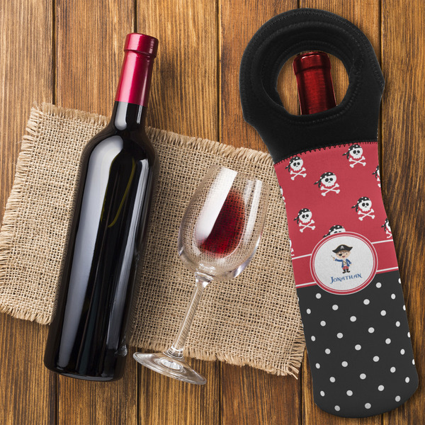 Pirate & Dots Wine Tote Bag - FLATLAY