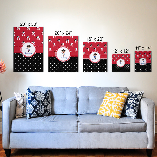 Pirate & Dots Wood Prints - Size Comparison