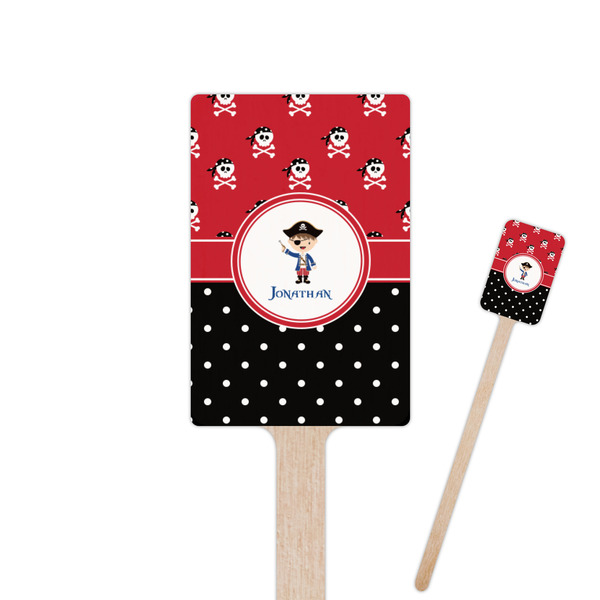 Custom Pirate & Dots 6.25" Rectangle Wooden Stir Sticks - Single Sided (Personalized)