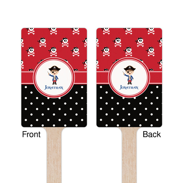 Pirate & Dots Wooden 6.25" Stir Stick - Rectangular - Double Sided - Front & Back