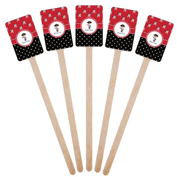 Pirate & Dots Wooden 6.25" Stir Stick - Rectangular - Fan View