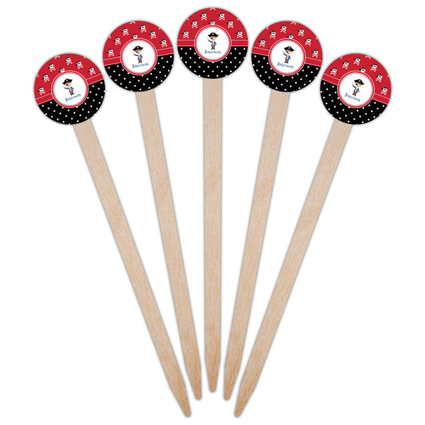 Pirate & Dots Wooden 6" Food Pick - Round - Fan View