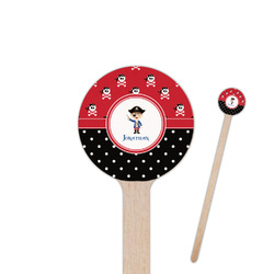 Pirate & Dots 6" Round Wooden Stir Sticks - Single Sided (Personalized)