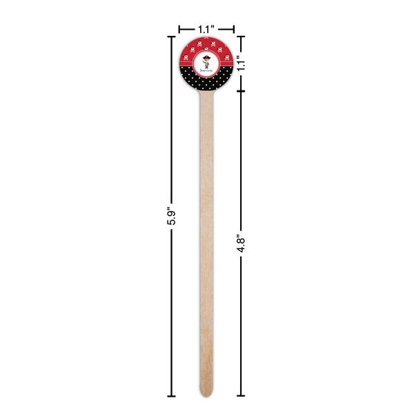 Pirate & Dots Wooden 6" Stir Stick - Round - Dimensions