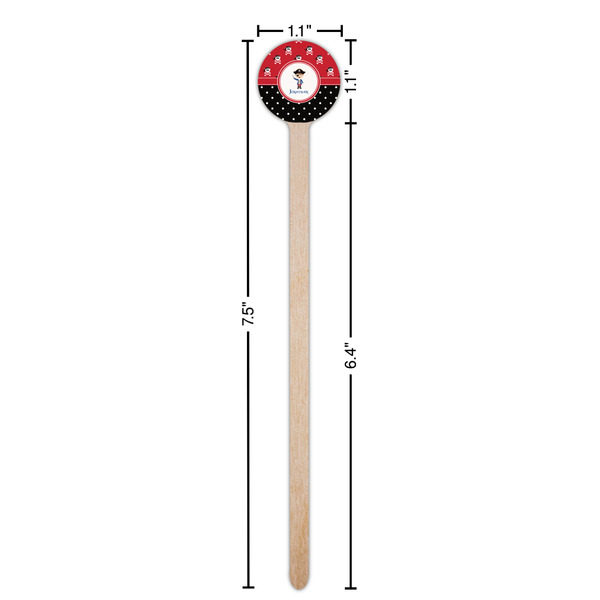 Pirate & Dots Wooden 7.5" Stir Stick - Round - Dimensions
