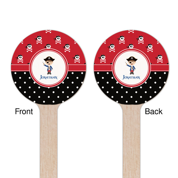 Pirate & Dots Wooden 7.5" Stir Stick - Round - Double Sided - Front & Back