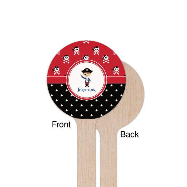 Pirate & Dots Wooden 7.5" Stir Stick - Round - Single Sided - Front & Back