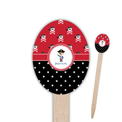 Pirate & Dots Oval Wooden Food Picks - Single Sided (Personalized)
