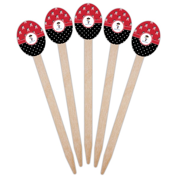 Pirate & Dots Wooden Food Pick - Oval - Fan View