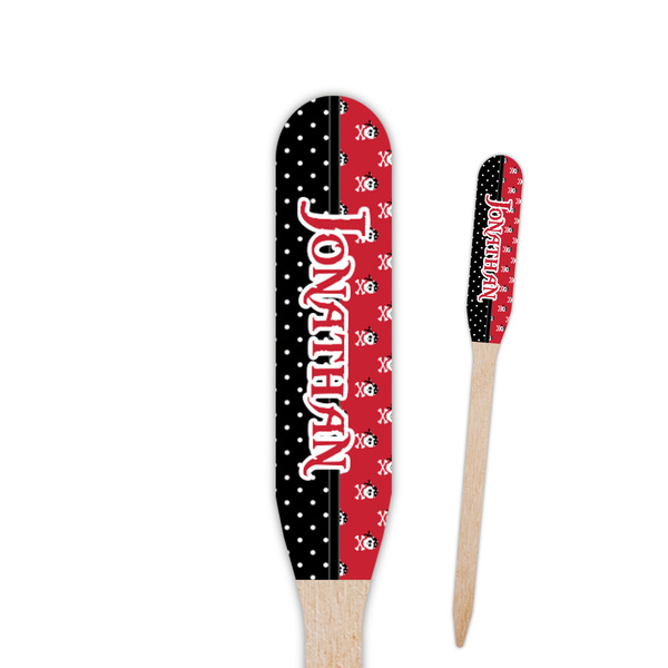 Custom Pirate & Dots Paddle Wooden Food Picks - Single Sided (Personalized)