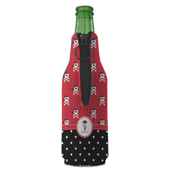 Pirate & Dots Zipper Bottle Cooler - BACK (bottle)