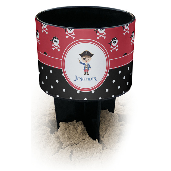 Custom Pirate & Dots Black Beach Spiker Drink Holder (Personalized)
