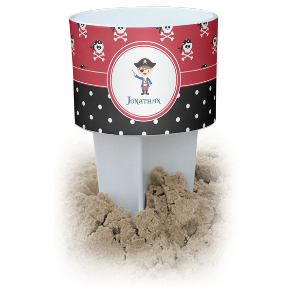 Custom Pirate & Dots White Beach Spiker Drink Holder (Personalized)