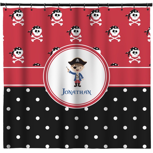 Custom Pirate & Dots Shower Curtain - 71" x 74" (Personalized)