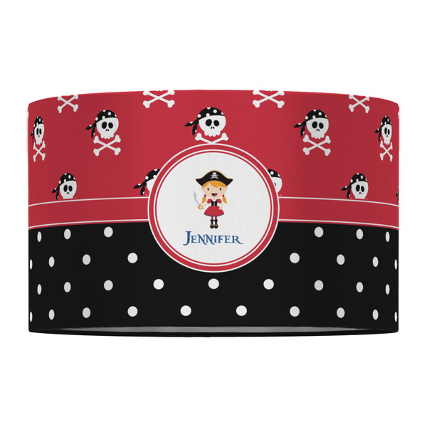 Girl's Pirate & Dots 12" Drum Lampshade - FRONT (Fabric)