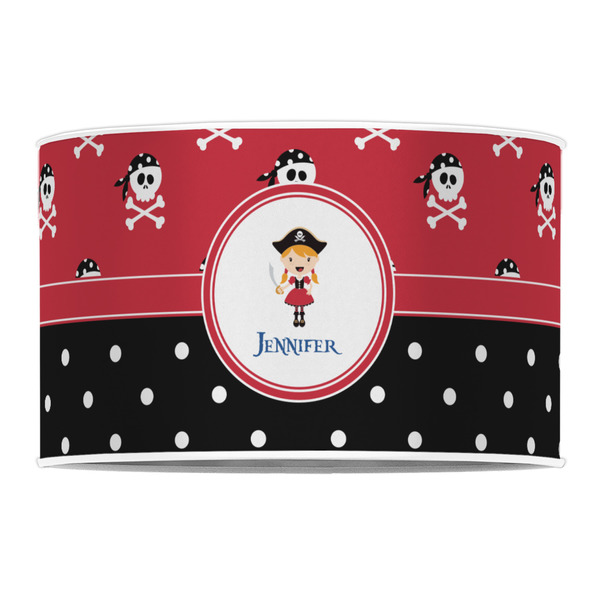 Girl's Pirate & Dots 12" Drum Lampshade - FRONT (Poly Film)