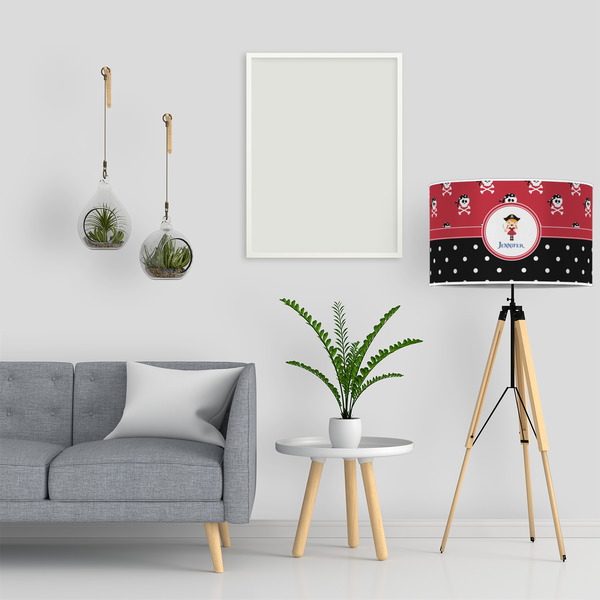 Girl's Pirate & Dots 12" Drum Lampshade - LIFESTYLE