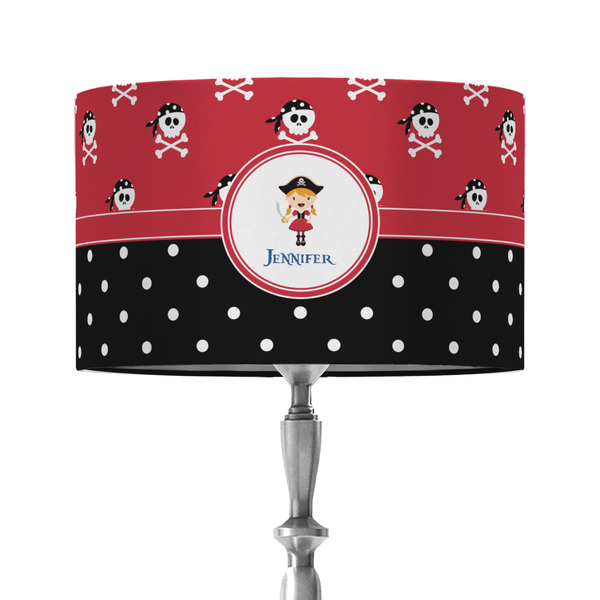 Custom Girl's Pirate & Dots 12" Drum Lamp Shade - Fabric (Personalized)