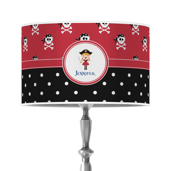 Custom Girl's Pirate & Dots 12" Drum Lamp Shade - Poly-film (Personalized)