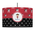 Girl's Pirate & Dots 12" Drum Pendant Lamp - Fabric (Personalized)