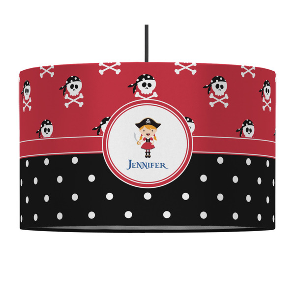 Girl's Pirate & Dots 12" Drum Lampshade - PENDANT (Fabric)