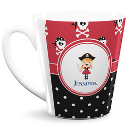 Girl's Pirate & Dots 12 Oz Latte Mug (Personalized)