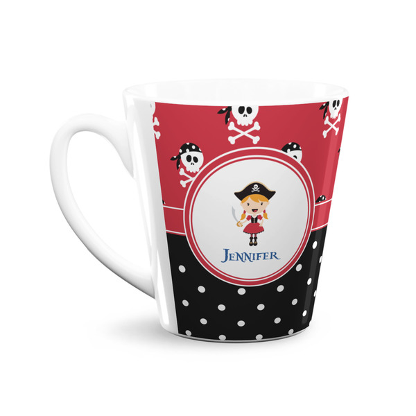 Girl's Pirate & Dots 12 Oz Latte Mug - Front