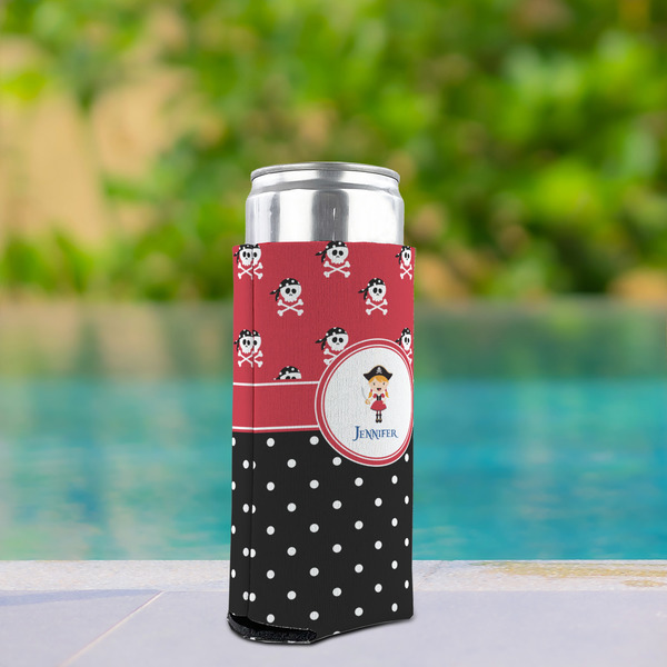 Girl's Pirate & Dots Can Cooler - Tall 12oz - In Context