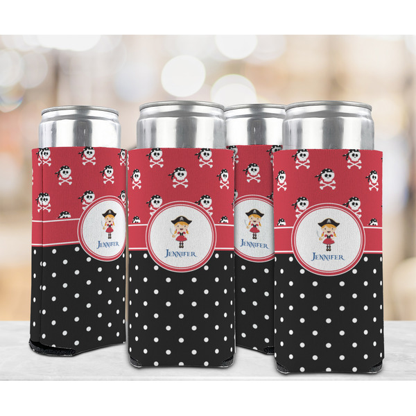 Girl's Pirate & Dots 12oz Tall Can Sleeve - Set of 4 - LIFESTYLE