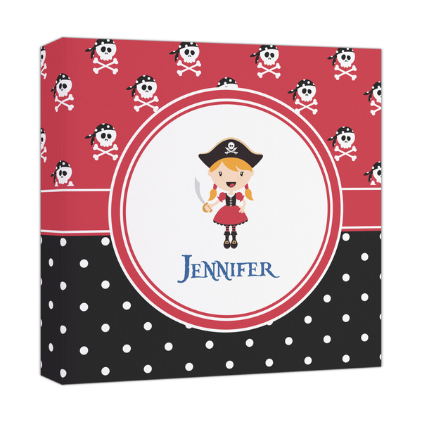 Custom Girl's Pirate & Dots Canvas Print - 12x12 (Personalized)
