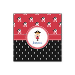 Girl's Pirate & Dots Wood Print - 12x12 (Personalized)