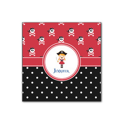Girl's Pirate & Dots Wood Print - 12x12 (Personalized)
