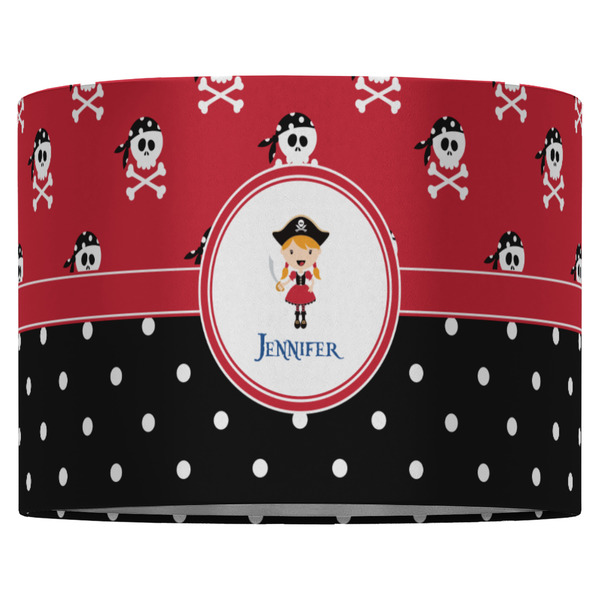 Girl's Pirate & Dots 16" Drum Lampshade - FRONT (Fabric)