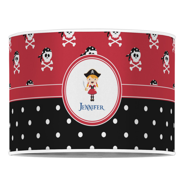 Girl's Pirate & Dots 16" Drum Lampshade - FRONT (Poly Film)