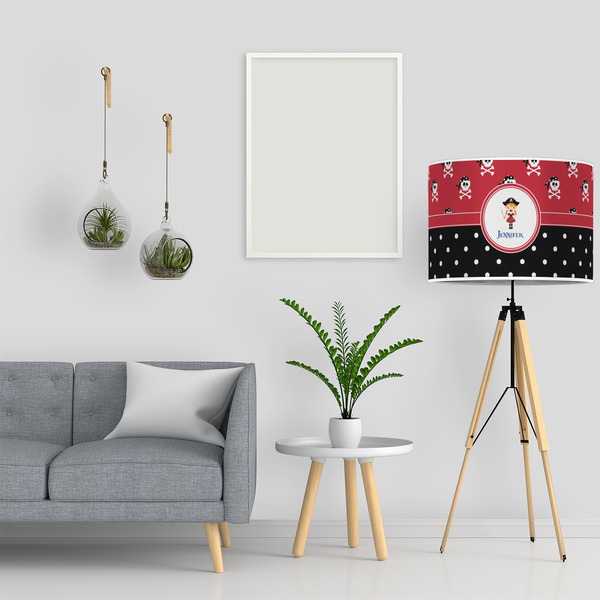Girl's Pirate & Dots 16" Drum Lampshade - LIFESTYLE
