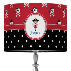 Girl's Pirate & Dots 16" Drum Lamp Shade - Fabric (Personalized)