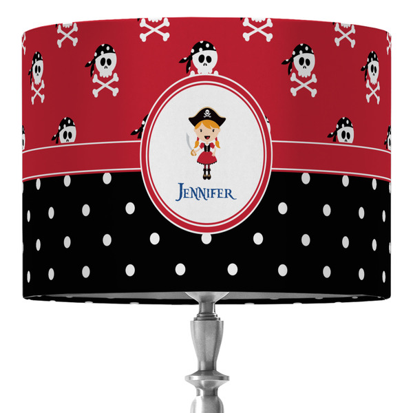 Custom Girl's Pirate & Dots 16" Drum Lamp Shade - Fabric (Personalized)