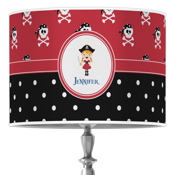 Custom Girl's Pirate & Dots 16" Drum Lamp Shade - Poly-film (Personalized)