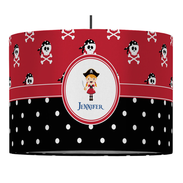 Custom Girl's Pirate & Dots Drum Pendant Lamp (Personalized)