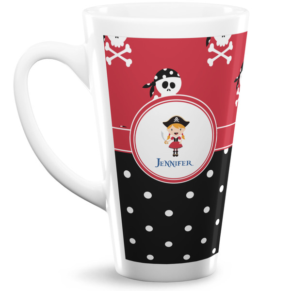 Custom Girl's Pirate & Dots Latte Mug (Personalized)