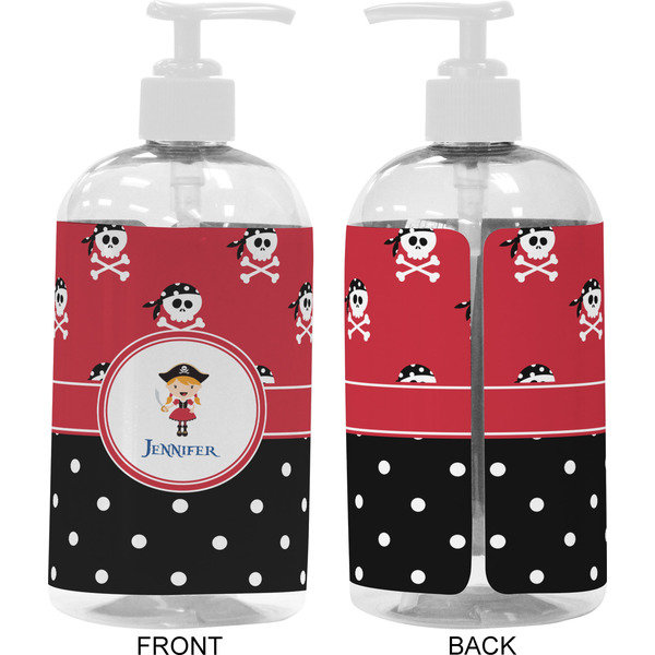 Girl's Pirate & Dots 16 oz Plastic Liquid Dispenser- Approval- White