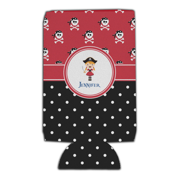 Girl's Pirate & Dots 16oz Can Sleeve - Set of 4 - FRONT