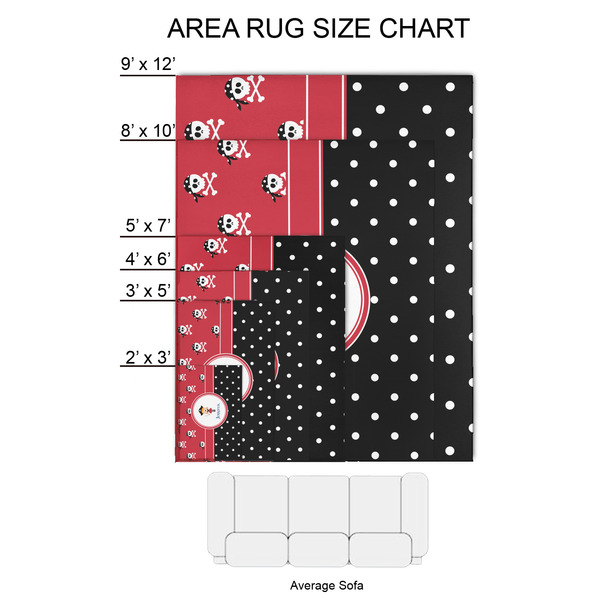 Girl's Pirate & Dots 2'x3' Indoor Area Rugs - Size Chart