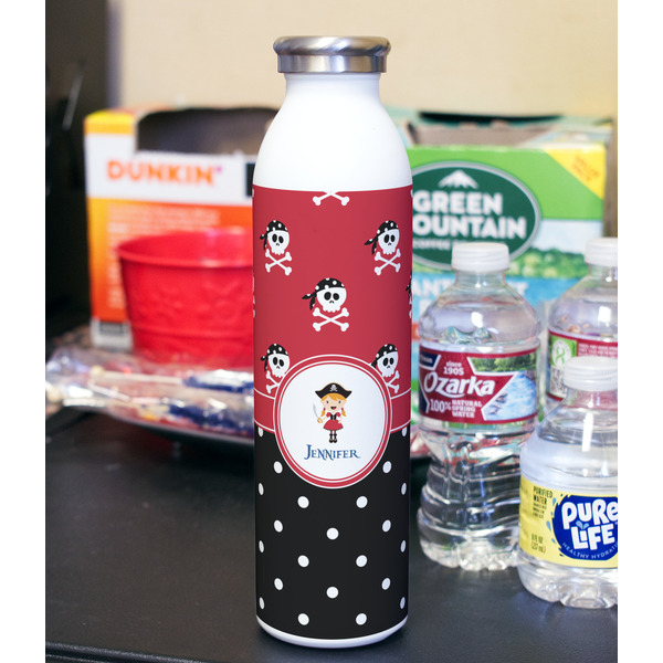 Girl's Pirate & Dots 20oz Water Bottles - Full Print - In Context