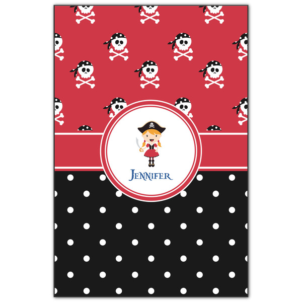 Custom Girl's Pirate & Dots Wood Print - 20x30 (Personalized)