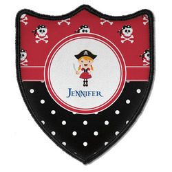 Girl's Pirate & Dots Iron On Shield Patch B w/ Name or Text