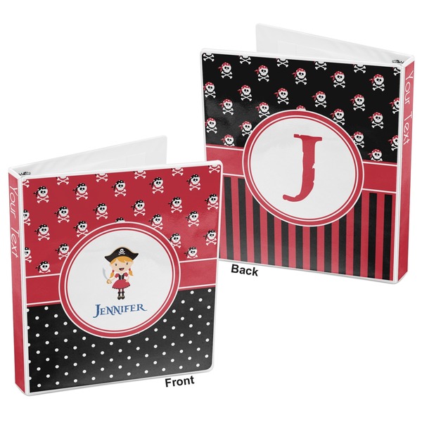 Girl's Pirate & Dots 3-Ring Binder Front and Back