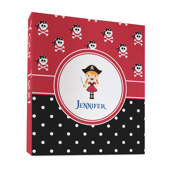 Custom Girl's Pirate & Dots 3 Ring Binder - Full Wrap - 1" (Personalized)