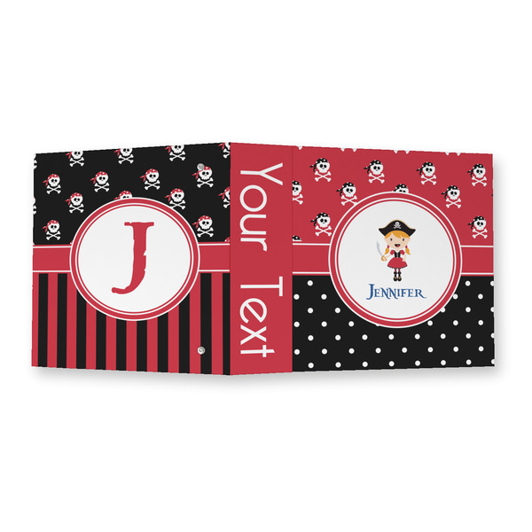 Girl's Pirate & Dots 3 Ring Binders - Full Wrap - 2" - OPEN OUTSIDE
