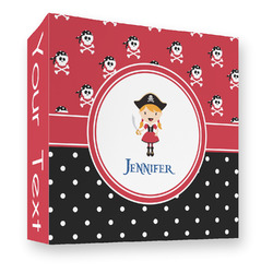 Girl's Pirate & Dots 3 Ring Binder - Full Wrap - 3" (Personalized)